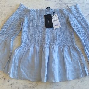 NWT: ZARA Women's Off-the-Shoulder Peplum Blouse